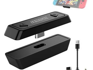 SZMDLX Bluetooth 5.0 USB-C Audio Transmitter، 3.5 mm Mic لدعم الدردشة الصوتية والتوصيل والتشغيل لـ PS5 / PS4 / الأجهزة الأخرى ، الكمبيوتر الشخصي ، أسود
