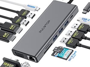 14 في 1 كمبيوتر محمول Docking Station USB C Docking Station شاشة مزدوجة لأجهزة MacBook و Dell و HP و Lenovo و Surface Laptop و USB C Hub محول متعدد المنافذ دونغل مع ثنائي HDMI + VGA + PD + Ethernet + SD + TF + منفذ USB C + صوت