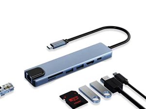 محول USB C Hub HDMI ، محطة إرساء USB-C ، 7 في 1 دونغل USB-C إلى HDMI ، قارئ بطاقات Sd / TF ، إيثرنت ، PD ، منافذ USB 3.0 ومنافذ USB 2.0 ، متوافق مع MacBook Pro Air HP XPS والمزيد من الأنواع جهاز C