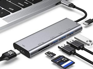 محول USB C Hub ، 7 في 1 Type C Hub ، ملحقات MacBook Pro ، محول متعدد المنافذ مع 4K HDMI ، توصيل طاقة USB C ، 3 منافذ USB 3.0 ، قارئ بطاقات SD و TF متوافق مع MacBook Pro والمزيد من أجهزة USB C