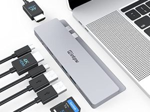 محول INTPW USB C Hub ، محول محور USB C متعدد المنافذ لجهاز MacBook Pro / Air مع منفذ HDMI مزدوج 4K ، نقل بيانات 312 ميجابايت / ثانية ، 87 وات PD لـ 13/15 بوصة MacBook Pro 2020-2016 ، MacBook Air 2020-2018