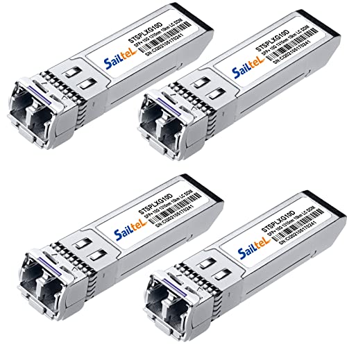 10G Gigabit Single Mode SFP + LC Module، 10G 1310nm SMF، up to 10 km، DDM، 10GBase-LR Fiber Transceiver، متوافق مع Cisco، Ubiquiti، Mikrotik، Netgear، Dlink، Linksys and More (4 Pack) 10G Gigabit Single Mode SFP + LC Module، 10G 1310nm SMF، up to 10 km، DDM، 10GBase-LR Fiber Transceiver، متوافق مع Cisco، Ubiquiti، Mikrotik، Netgear، Dlink، Linksys and More (4 Pack)